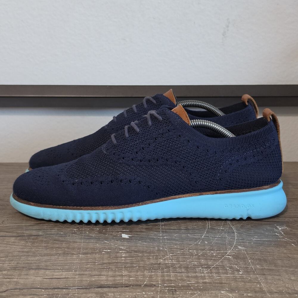 Cole Haan 2.Zerogrand Stitchlite Men’s Wingtip Oxford Dress Shoes Size 10.5 Blue